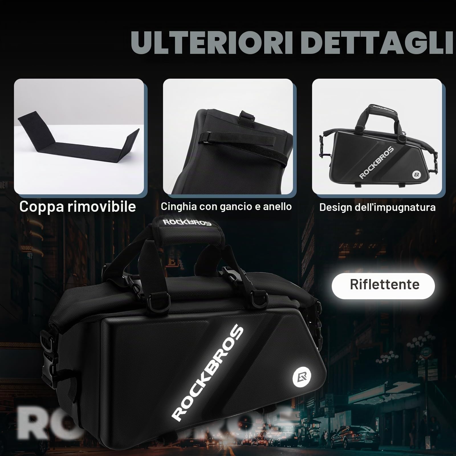 ROCKBROS Borsa Bici Posteriore, Borsa per Portapacchi Bici, Bagagli per Bicicletta, Borsa Posteriore MTB, Borsa Multifunzionale Ciclismo, Grande Capacità 11.6L