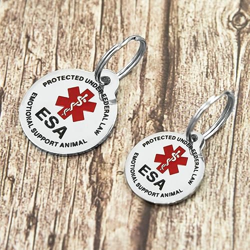 Miniatura 5 de Animal de apoyo emocional grabado (ESA) personalizado con 4 líneas de identificación grabada personalizada de acero inoxidable esmaltado, regular