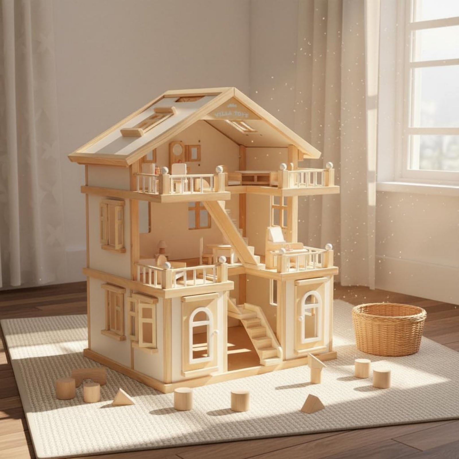 Casa Delle Bambole in Gioco Casa Principessa Casetta Giocoset per Bambini con Spazi Condivisibili E Componenti Apribili Adatta a Gioco Collaborativo, Bianco