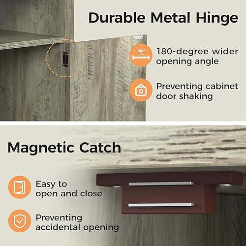 Miniatura 5 de Estación de carga para mesita de noche, mesa auxiliar alta de granja para dormitorio, sala de estar, 16 pulgadas de profundidad x 16 pulgadas de