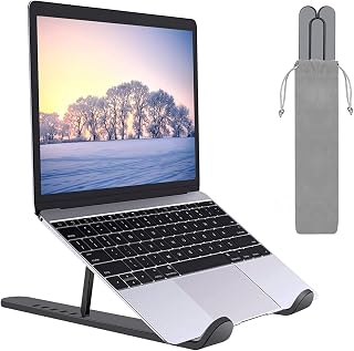 EMIUP Laptop Stand,Foldable Portable Desk Laptop Stand,Ventilated Cooling Notebook Mount,6-Levels Adjustable Ventilation Laptop Holder for Tablet PC (Black)