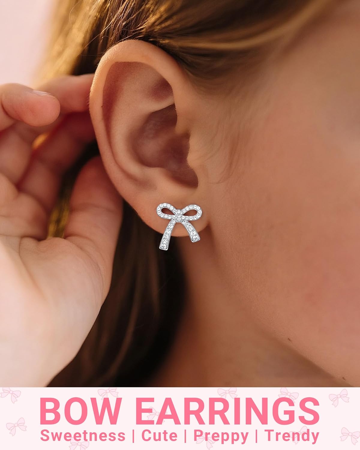 "You are Enough, Kind, Brave, Loved" - Bow Earrings for Teen Girls Birthday Christmas Valentines Day Gifts - Image 2