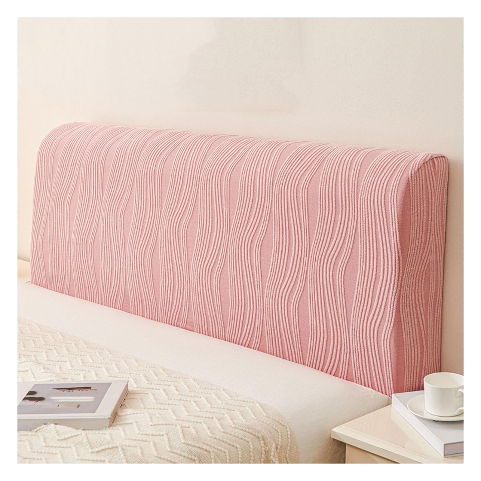 XYUERU Stretch Jacquard Headboard Cover, Bed Headboard Cover All-Inclusive Soft Dustproof Slipcovers for Upholstered for Double Bed Single Bed Head(Pink,150cm)