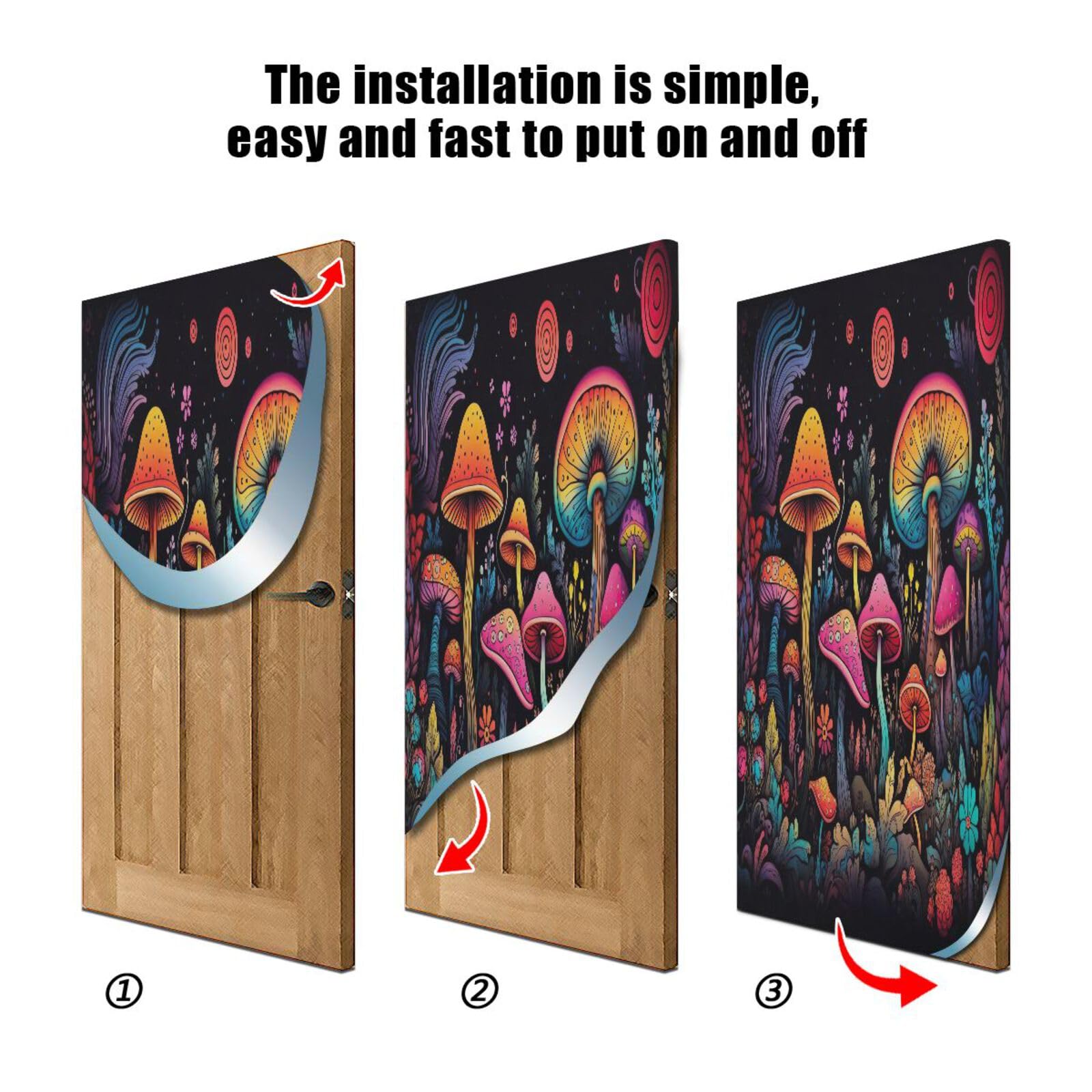 FLildon Fantasy Mushroom Door Cover Decoration, Party Accessory Porch Decor for Festive Ornament Room Door Covers 32 x 79 Inch