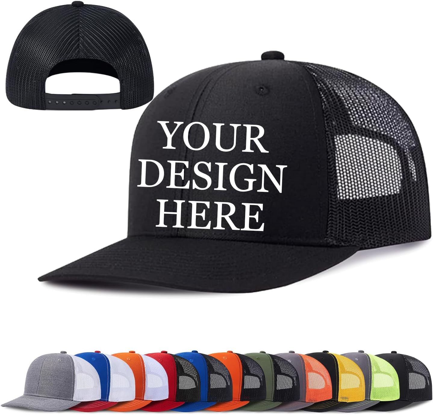Bulk Custom Hats Printing/Embroidery - Add Your Own Logo/Photo/Text Design Personalized Adjustable Baseball Cap for Adult