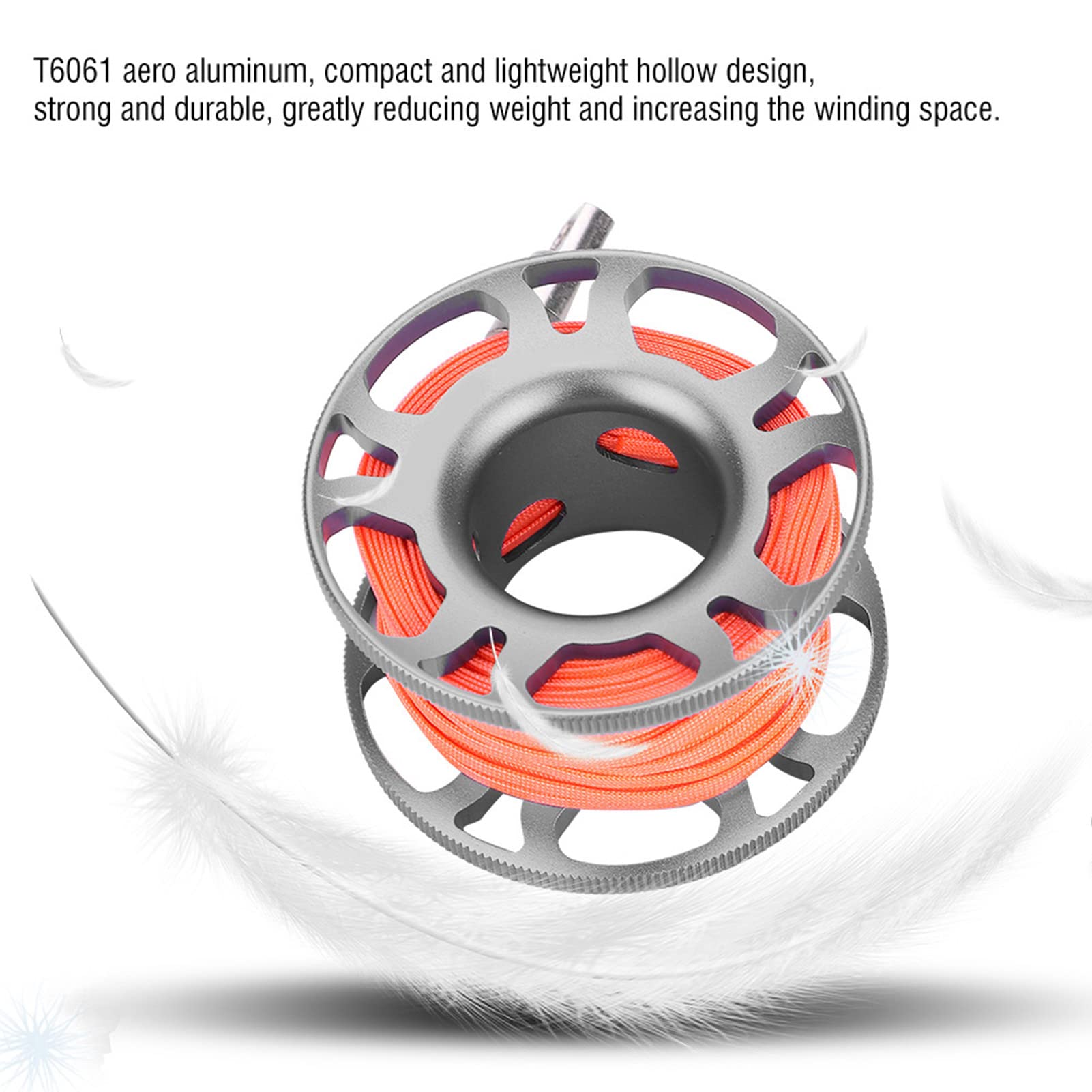 Keep Diving Aviation Aluminium Finger Reel Clip Scuba Diving Tech Spool 15m Line (Grau)