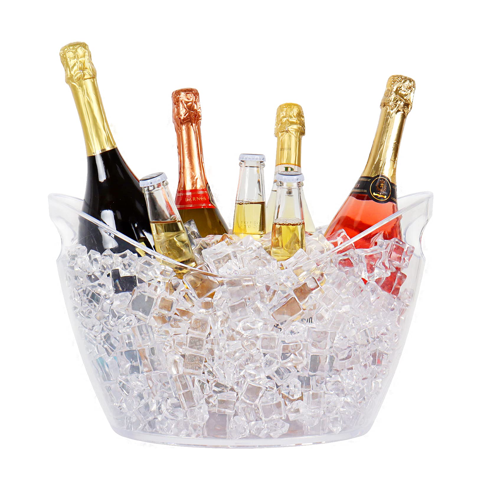 Drinks Bucket with Handles,Large Ice Buckets Beer Bucket for Families, Parties, Barbecues, Picnics,Transparent-12L