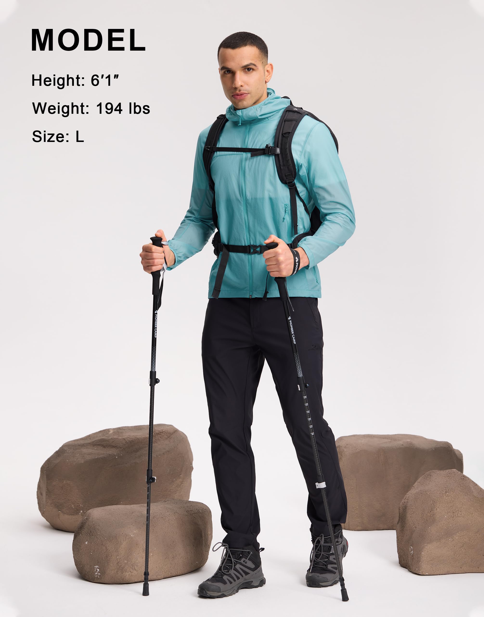 Pioneer Camp Leichte Windbreaker Herren UPF 50+ Full Zip Sommerjacke Wasserabweisend mit Achselreißverschlüssen verstaubar für Radfahren und Laufen