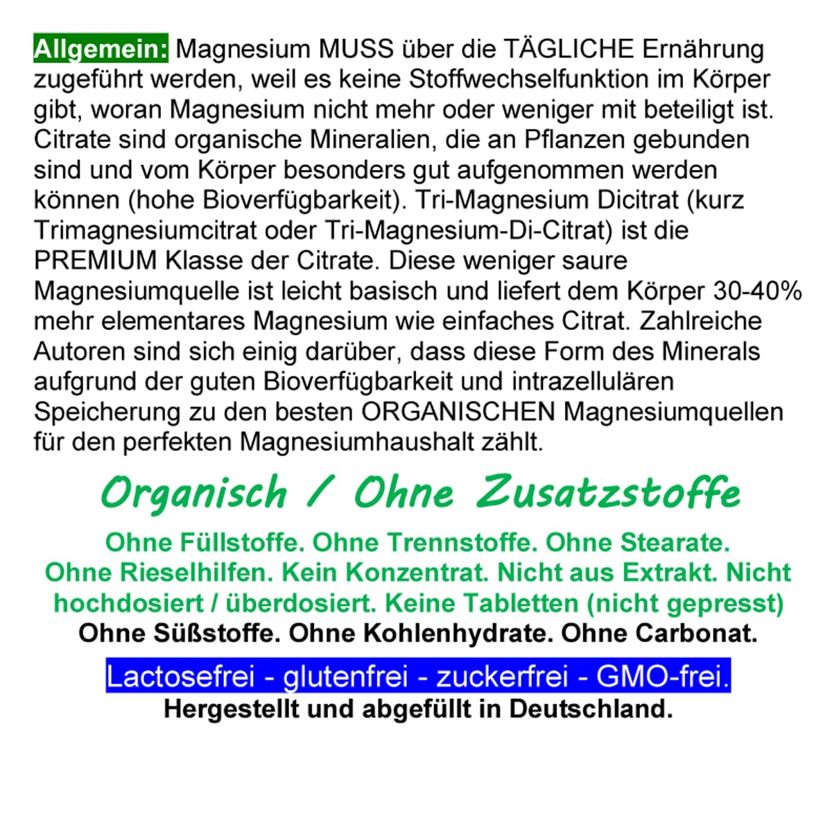 Magnesium Citrat 1080 (3x360) Pulver Kapseln organisches PREMIUM TRI-MAGNESIUMCITRAT. Elementar. OHNE ZUSATZSTOFFE. Schnelle Aufnahme. HOHE BIOVERFÜGBARKEIT. Nie mehr Magnesiummangel 27140-7