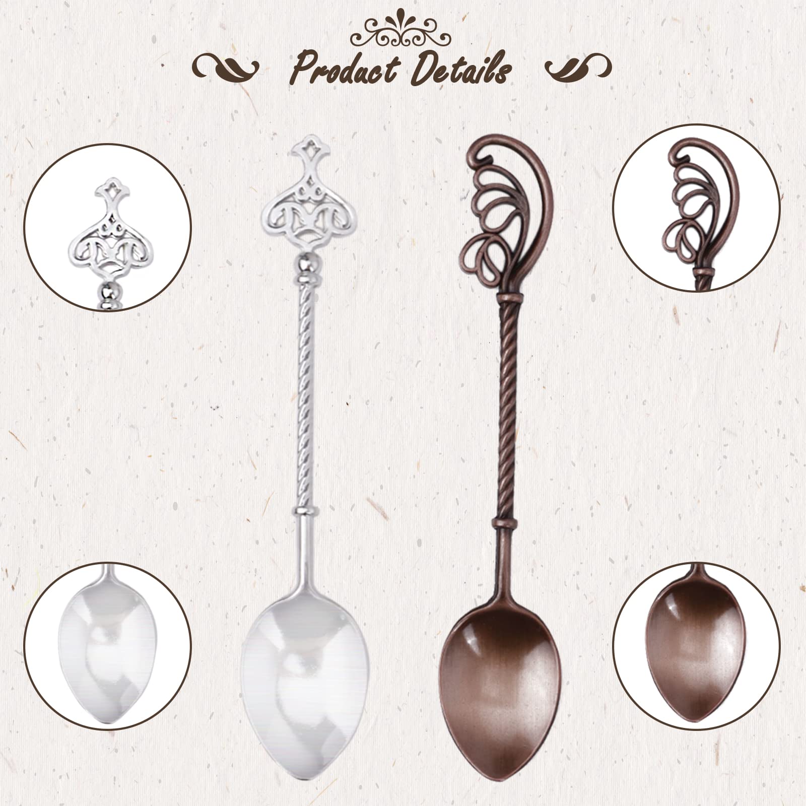 Retro Vintage Coffee Spoons Set - 18 Pieces, Crystal Alloy, Carved Design For Dessert, Tea, Coffee