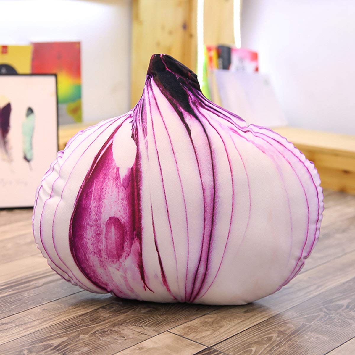 FIASHCN Creative Simulation Vegetables Sofa Pillow Stuffed Potato Broccoli Onion Plush Toys Room Decor Pillow Kids Funny Gift 50-60cm Onion