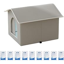 Pet Cooling House, Cooling Cat House with 9 Ice Packs, Weatherproof Outdoor Cat Shelter Waterproof Pet Supplies for Small Medium Animals