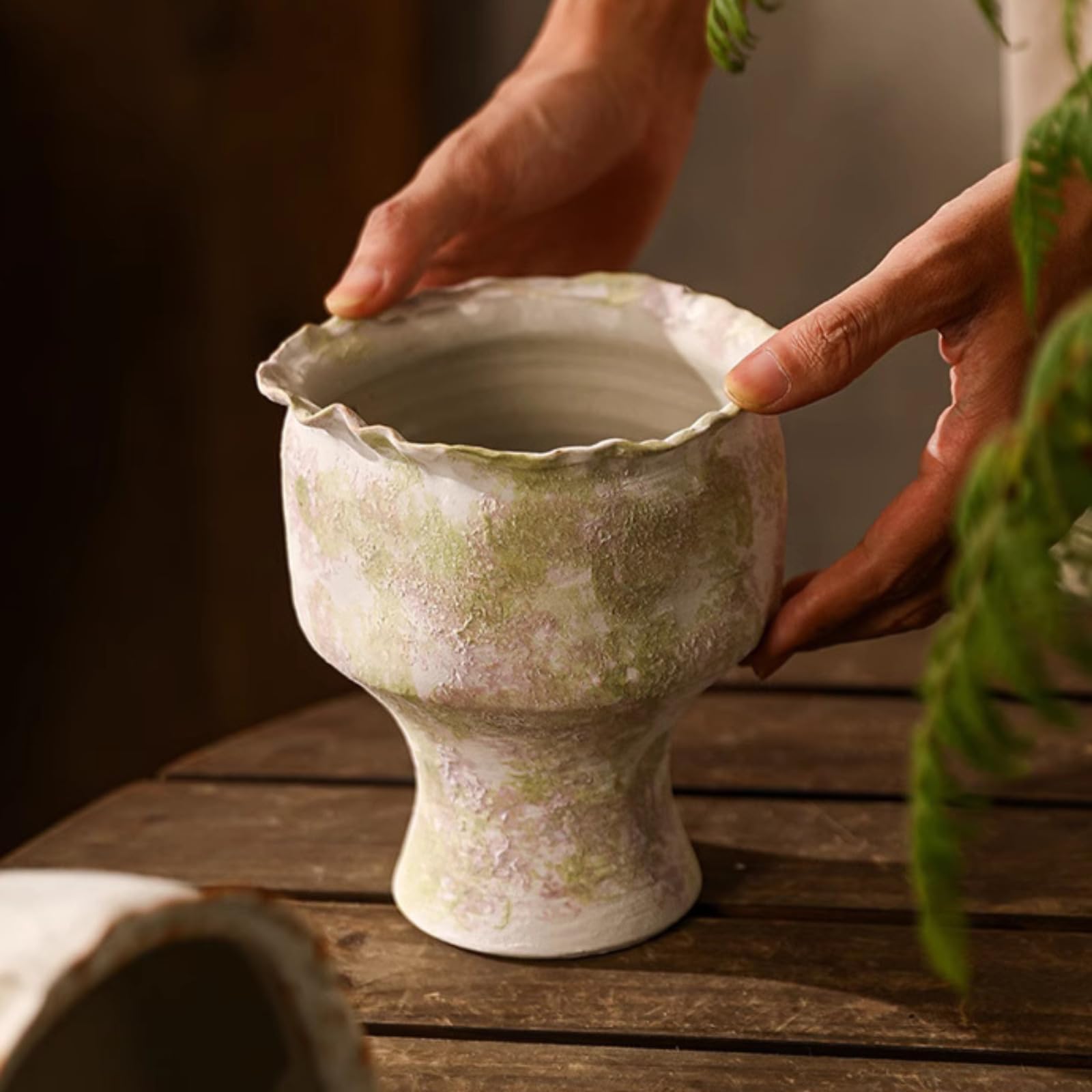 Pot de fleurs en céramique rétro de 15 cm pour la décoration végétale du salon