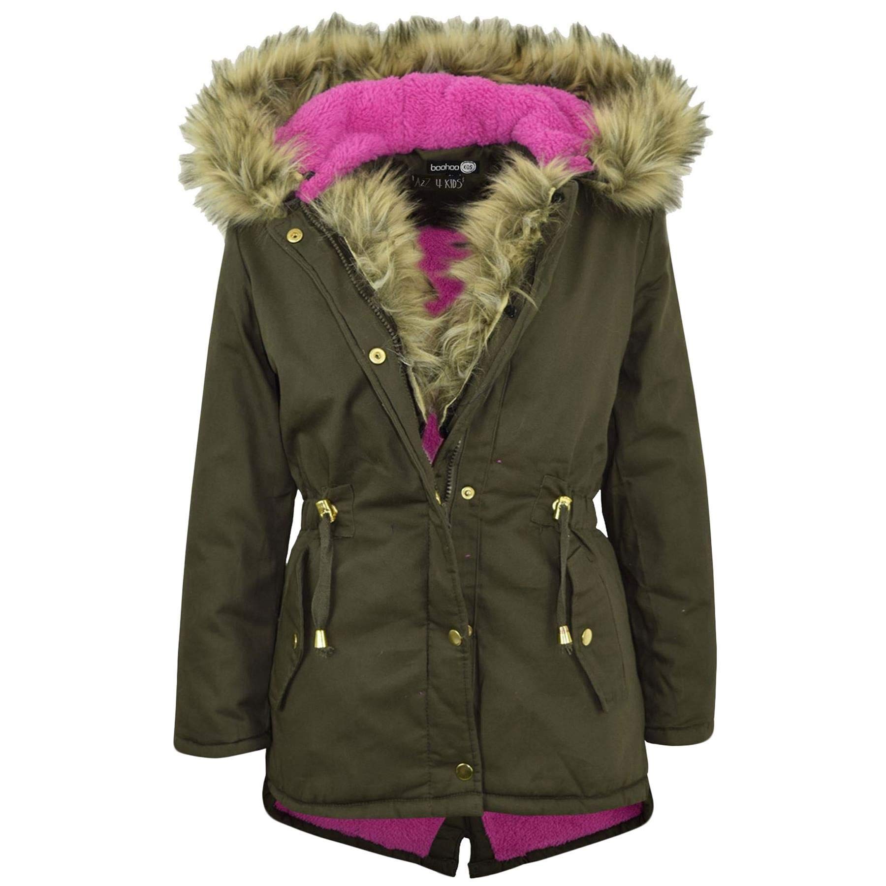 A2Z 4 Kids Kinder Mädchen Designer Regenbogen Faux Pelz Parka Schule Jacken Outerwear Mäntel Neu Alter 5-13 Jahre