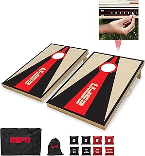 ESPN Solid Wood Cornhole Board Set, Includes Bean Bags and Travel Case, Ideal for Outdoor Games