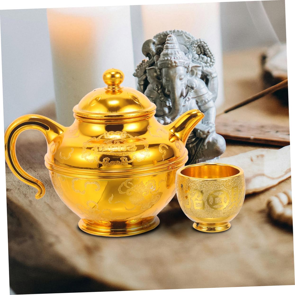 Ciieeo Buddhist Tea Pot Water Cup Set for Temple Offering