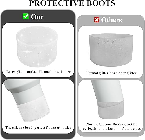 Miniatura 3 de Paquete de 2 botas de silicona para Stanley Cup de 30 onzas, protector inferior con purpurina para accesorios de vaso Stanley de 40 onzas, botas