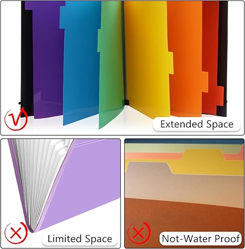 Miniatura 2 de DORA BRIDAL Carpetas colgantes para archivos, tamaño carta negra, 7 bolsillos, carpetas colgantes de tamaño legal para marco de carpetas,