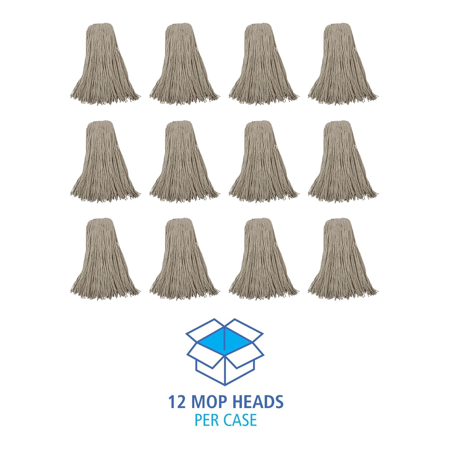 Boardwalk Mop Head, Economical Lie-Flat Head, Cotton Fiber, 32oz, White, 12/Carton
