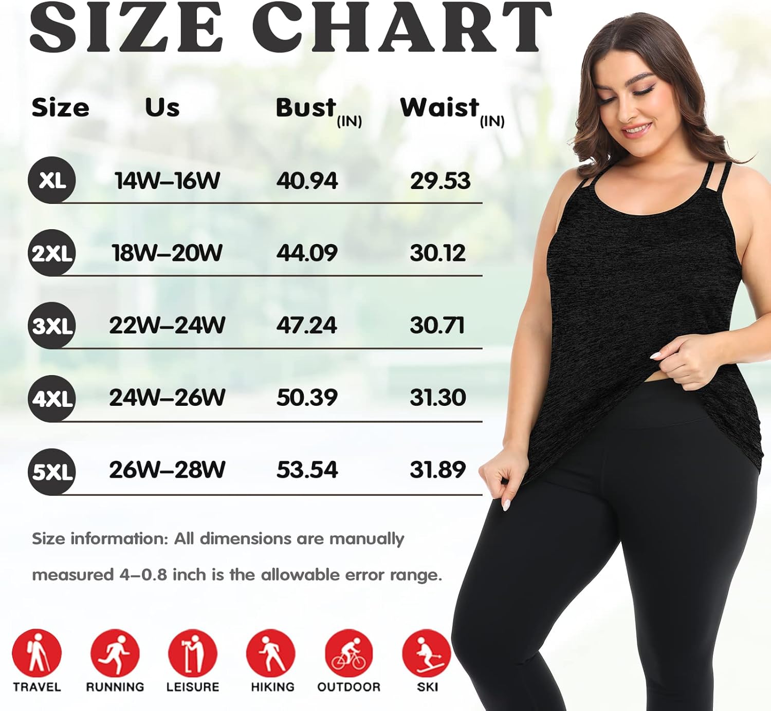 FOREYOND Plus Size Workout Tank Tops Loose fit Racerback Sleeveless Shirts Gym Running Yoga Clothes for Women - Image 5