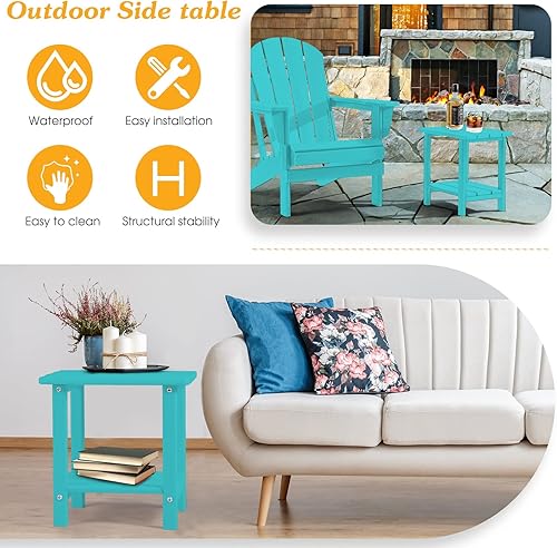 Miniatura 5 de Mesa auxiliar de patio Adirondack, mesa auxiliar de patio resistente a la intemperie de 2 niveles, mesa auxiliar sólida de 16.5" para patio,