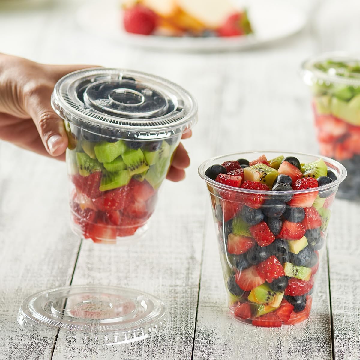 GUSTO [Case of 1000] Clear (No Hole) Flat PET Plastic Lids 98mm Rim for 12, 16, 20 & 24 oz. Milkshake Cups - (Formerly Comfy Package)