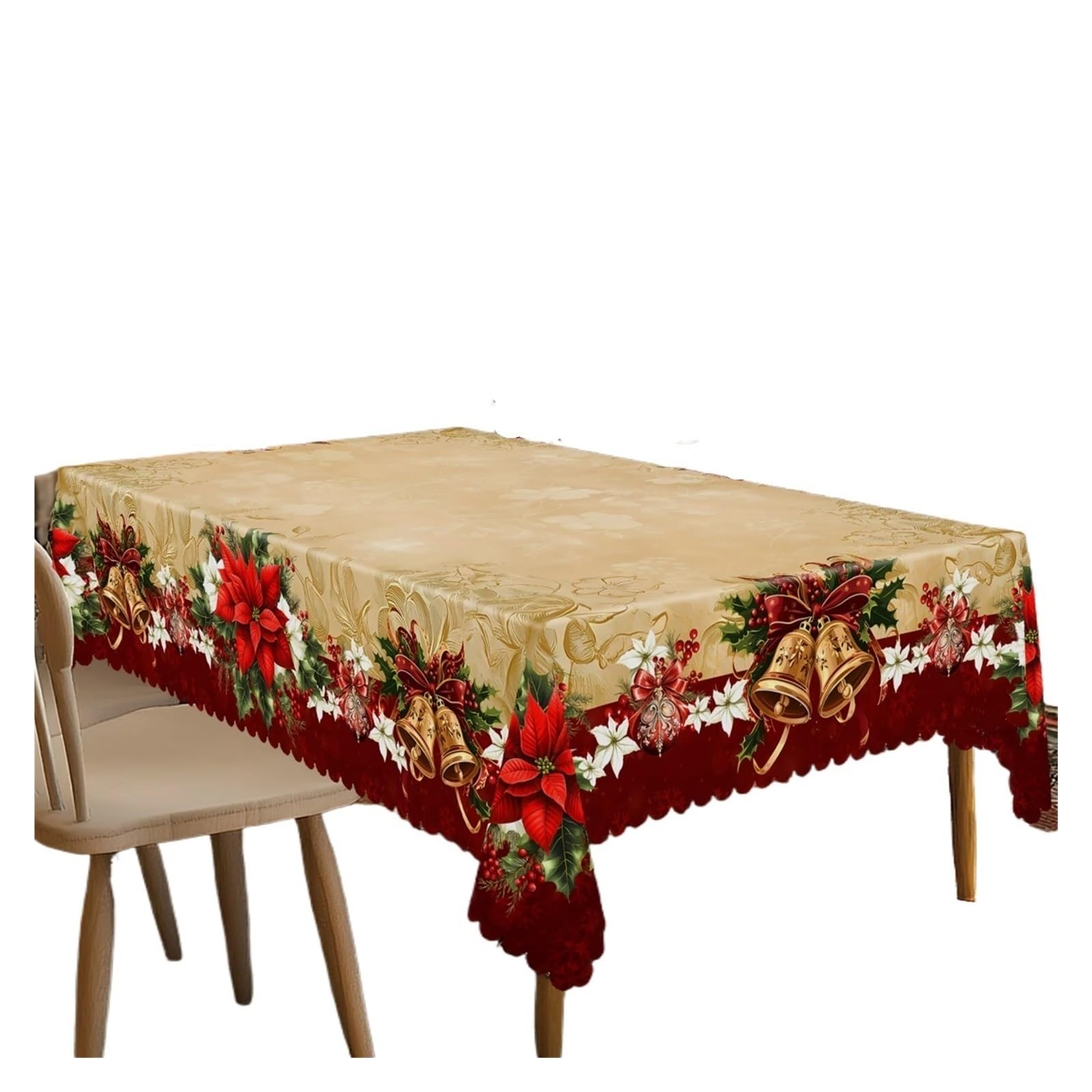 Mantel Navideño Mantel navideño Estampado de 1 Pieza, Estilo rústico Retro, diseño Floral(140X180Cm)