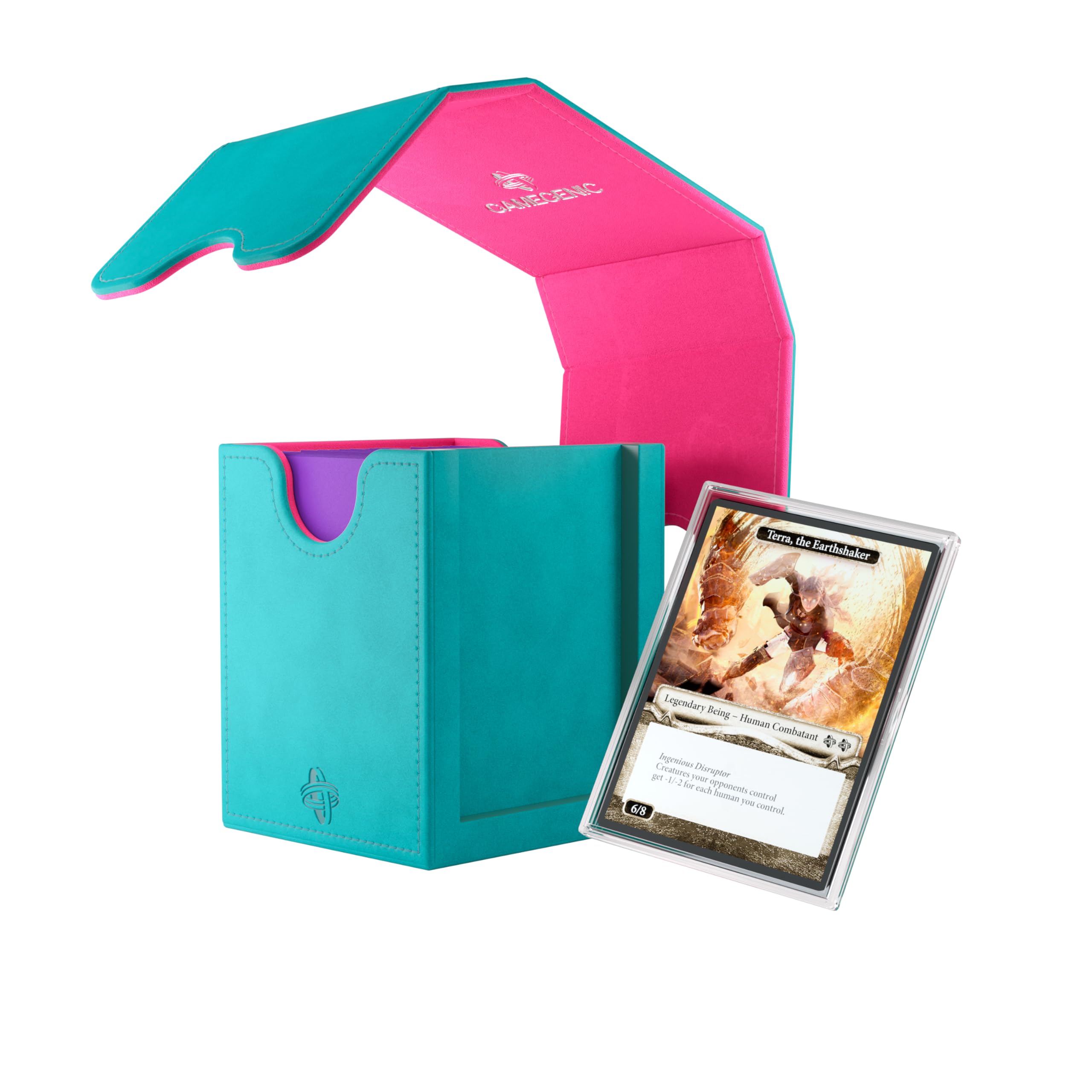 Gamegenic, Squire Plus 100+ XL Exclusive Line Teal/Pink, jusqu'à 100 cartes à double couche, couleur : turquoise/rose