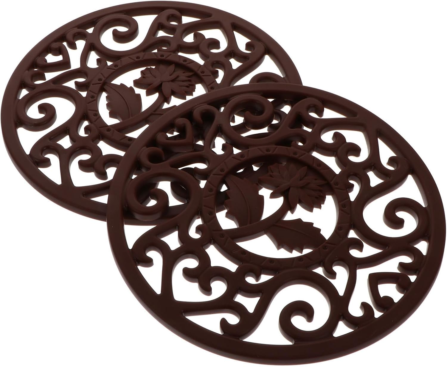 2pcs Silicone Chrysanthemum Heat Insulation Pads Coffee
