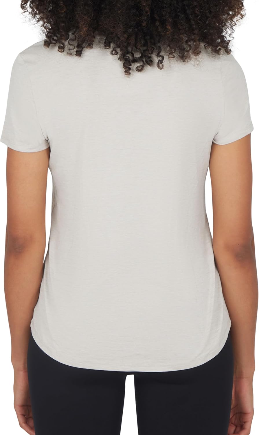 90 Degree By Reflex Short Sleeve Top V-Neck Soft Gym Shirt for Women - 2 Pack