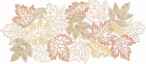 Miniatura 2 de Camino de mesa de hojas de otoño, 16 x 36 pulgadas, blanco