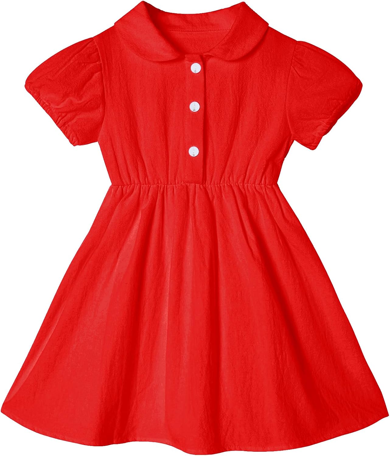 Toddler Girl Dress with Puff Sleeve Baby Tutu Sundress Casual Outfit Cute Dress for Girls 1-7Y