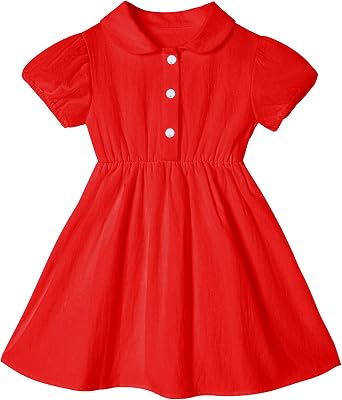 Toddler Girl Dress with Puff Sleeve Baby Tutu Sundress Casual Outfit Cute Dress for Girls 1-7Y