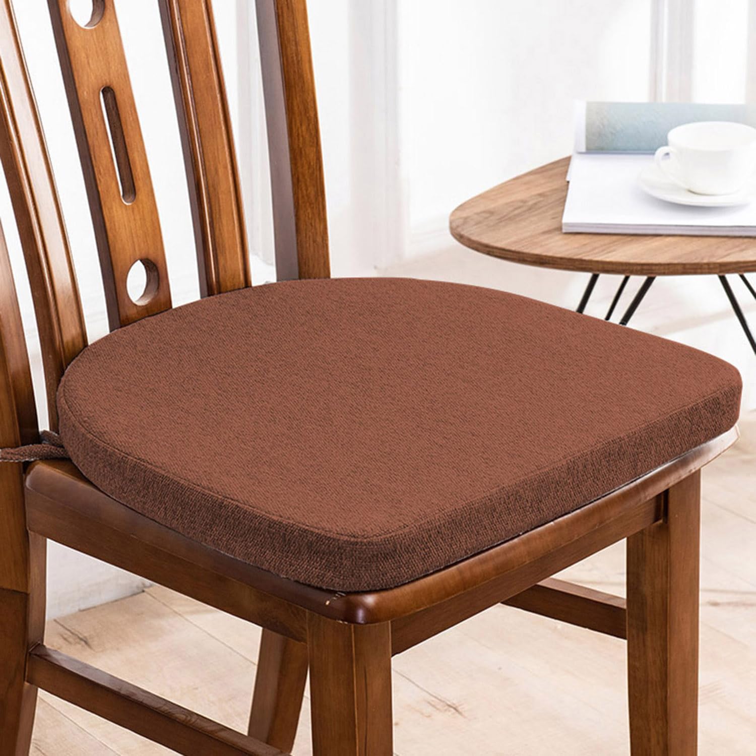 Waigg Kii Indoor Soft Chair Seat Cushion Pad U-Shaped 40/45/48cm,Thick Dining Chair Pad Seat Cushion for Home Kitchen Patio Garden Office (45x45x5cm,Brown)
