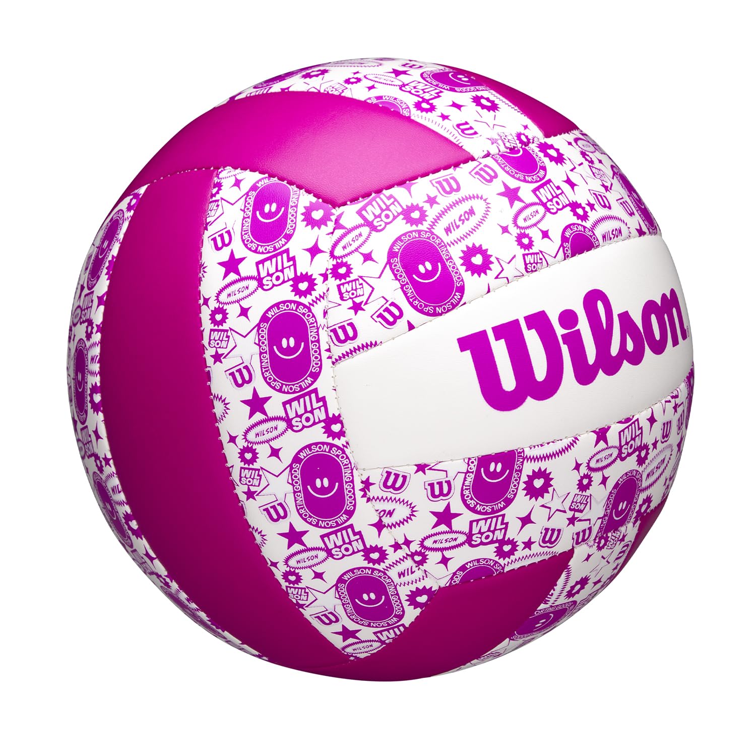 Wilson Pelota de Voleibol Stamp, Cuero Sintético, Tamaño Oficial, Morado y Blanco