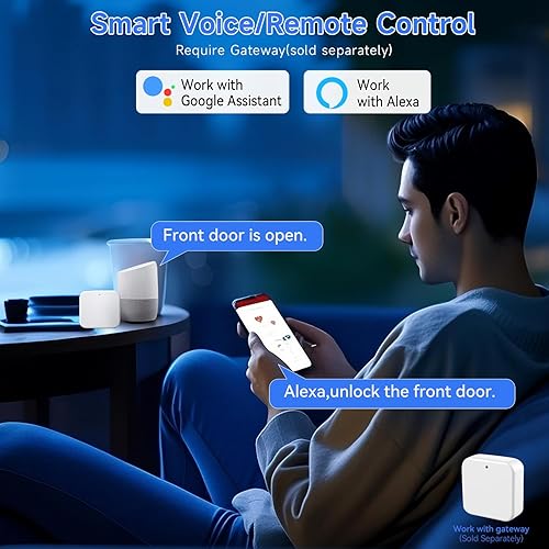 Miniatura 4 de BEBASIA Cerradura de puerta de huellas dactilares para puerta delantera con juego de manija, control de aplicación, entrada inteligente sin llave,