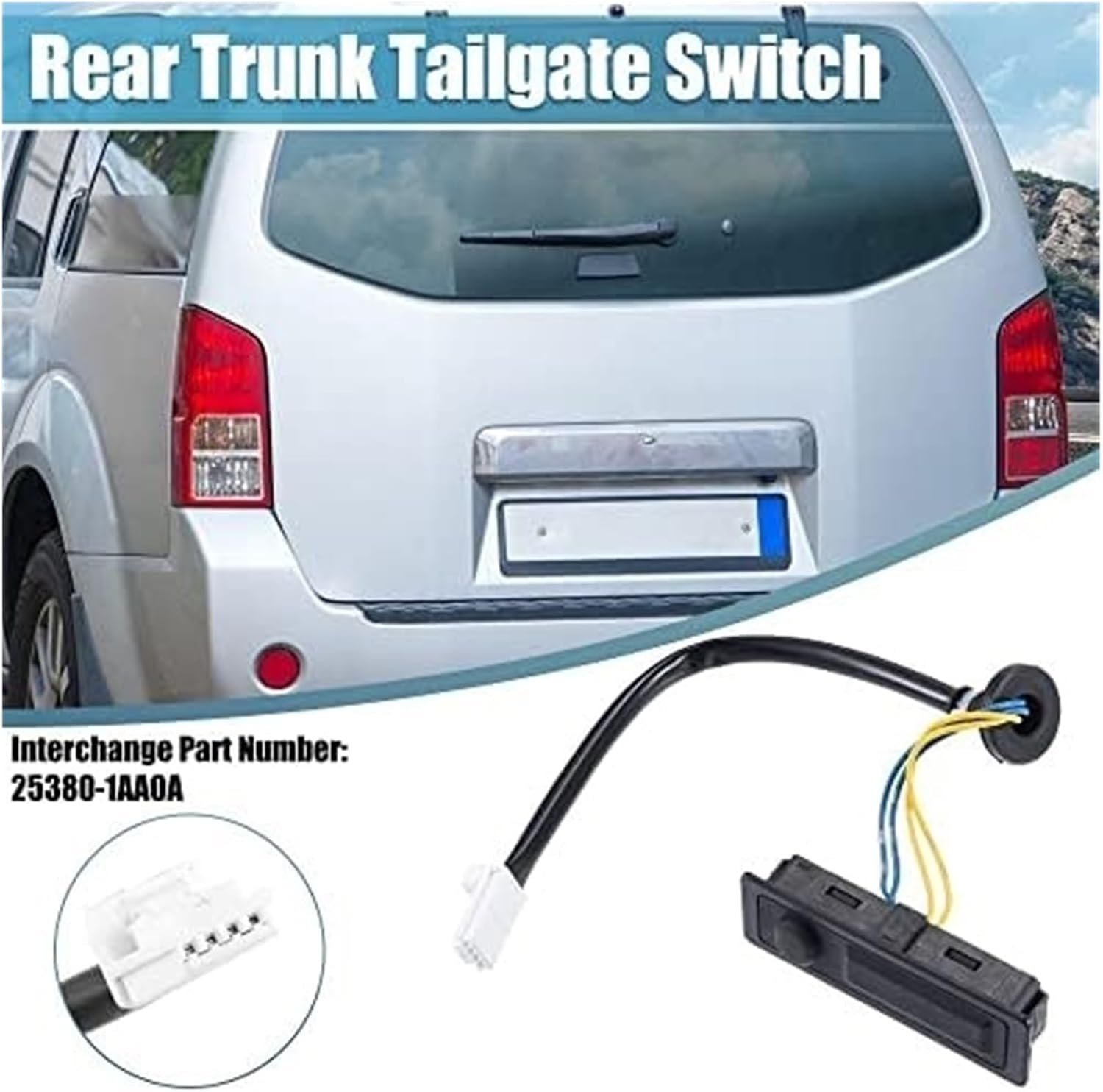 Rear Trunk Lid Release Tailgate Opening Switch Replacement for Nissan for Murano 3.5L 2009-2014 for Nissan Quest 3.5 2011-2017 25380-1Aa0A Car Boot Switch