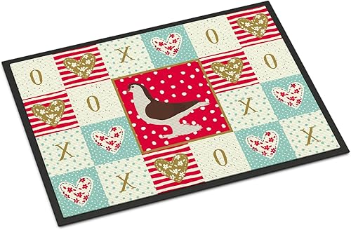 Caroline's Treasures CK5370MAT - Felpudo grande con diseño de palomas de 18 x 27 pulgadas, tapete rojo para puerta delantera, para interiores y