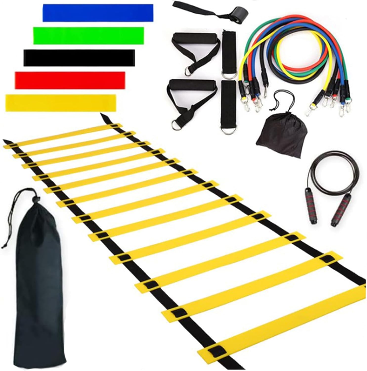 Agility Ladder Training Equipment - Speed Trainlng Gear, Adjustable Sports Set | Complete Soccer Practice Equipment, Foldable Workout Kit for Athletes, Endurance Tralning Tools for Kids Adults