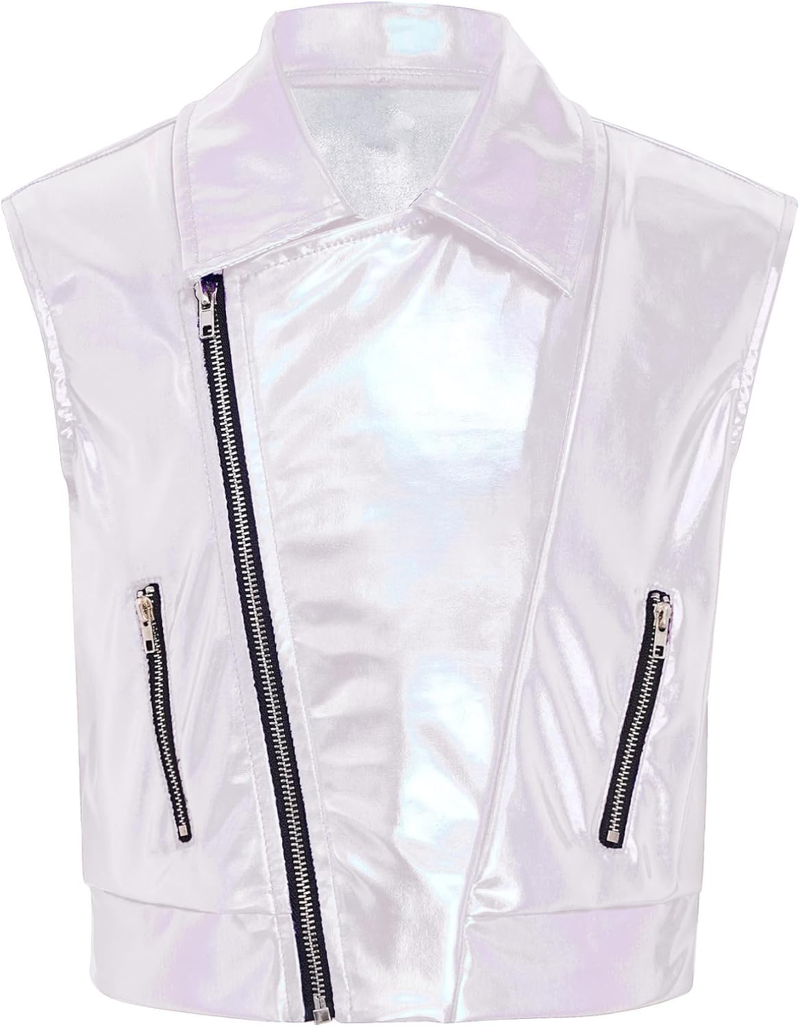 FEESHOW Kids Girls Hip Hop Dance Jacket Vest Front Zipper Outerwear for Street Dance Performance