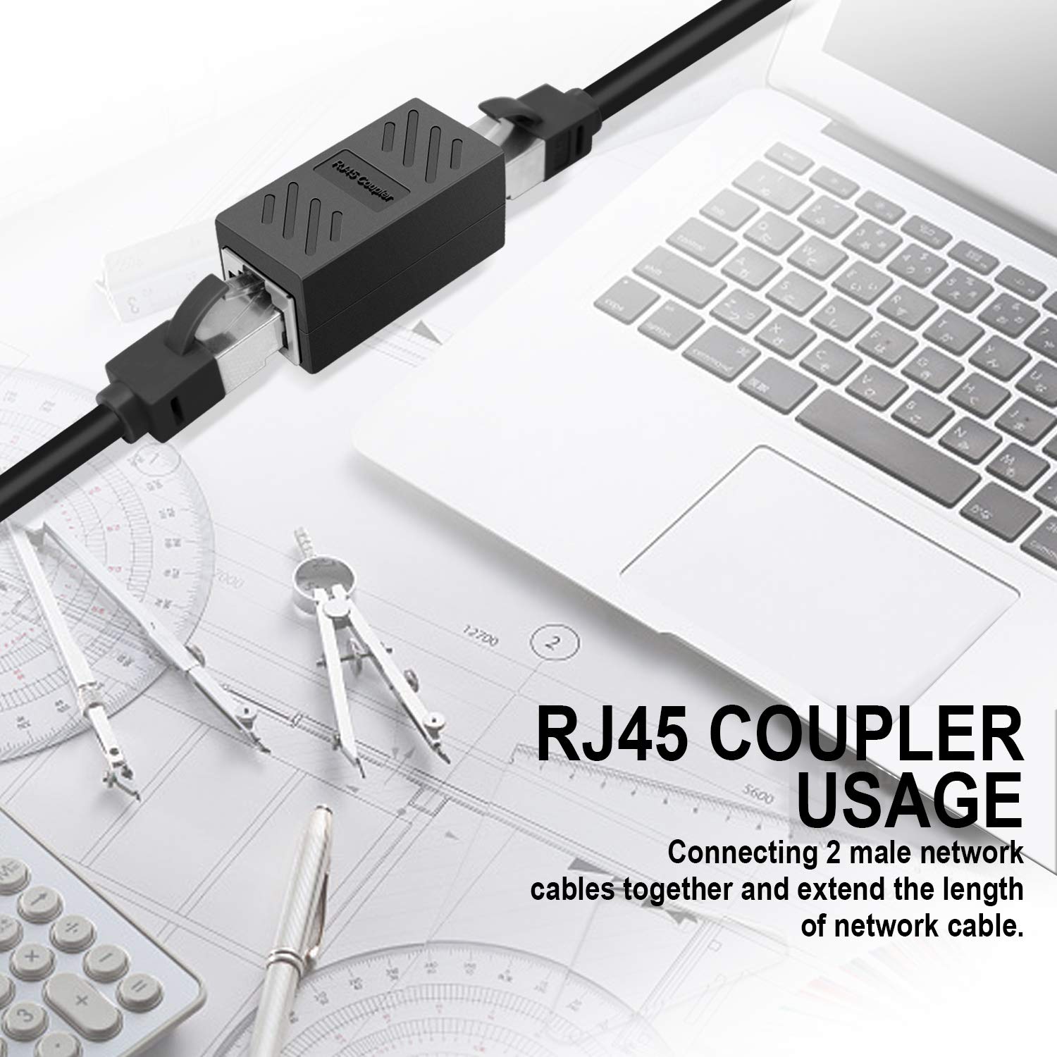 Lot de 20 coupleurs Ethernet RJ45 Cat7 Cat6 Cat5e Coupleur femelle vers femelle (RJ45 Noir