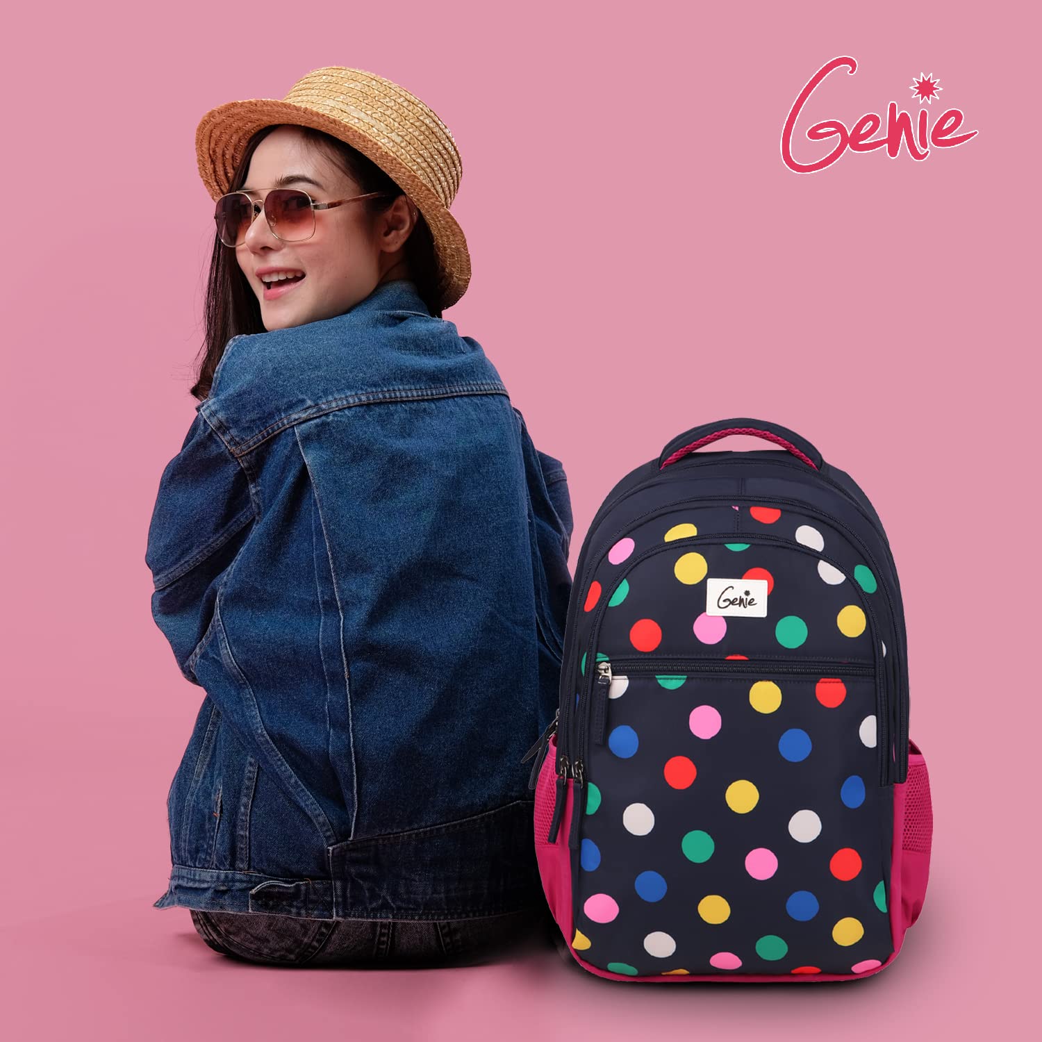 Genie Poppins Laptop Backpack for Girls (36L) | Premium Office, College & Travel Laptop Backpack | Multi-Compartment, Lightweight, Ergonomic Straps | Navy Blue 3