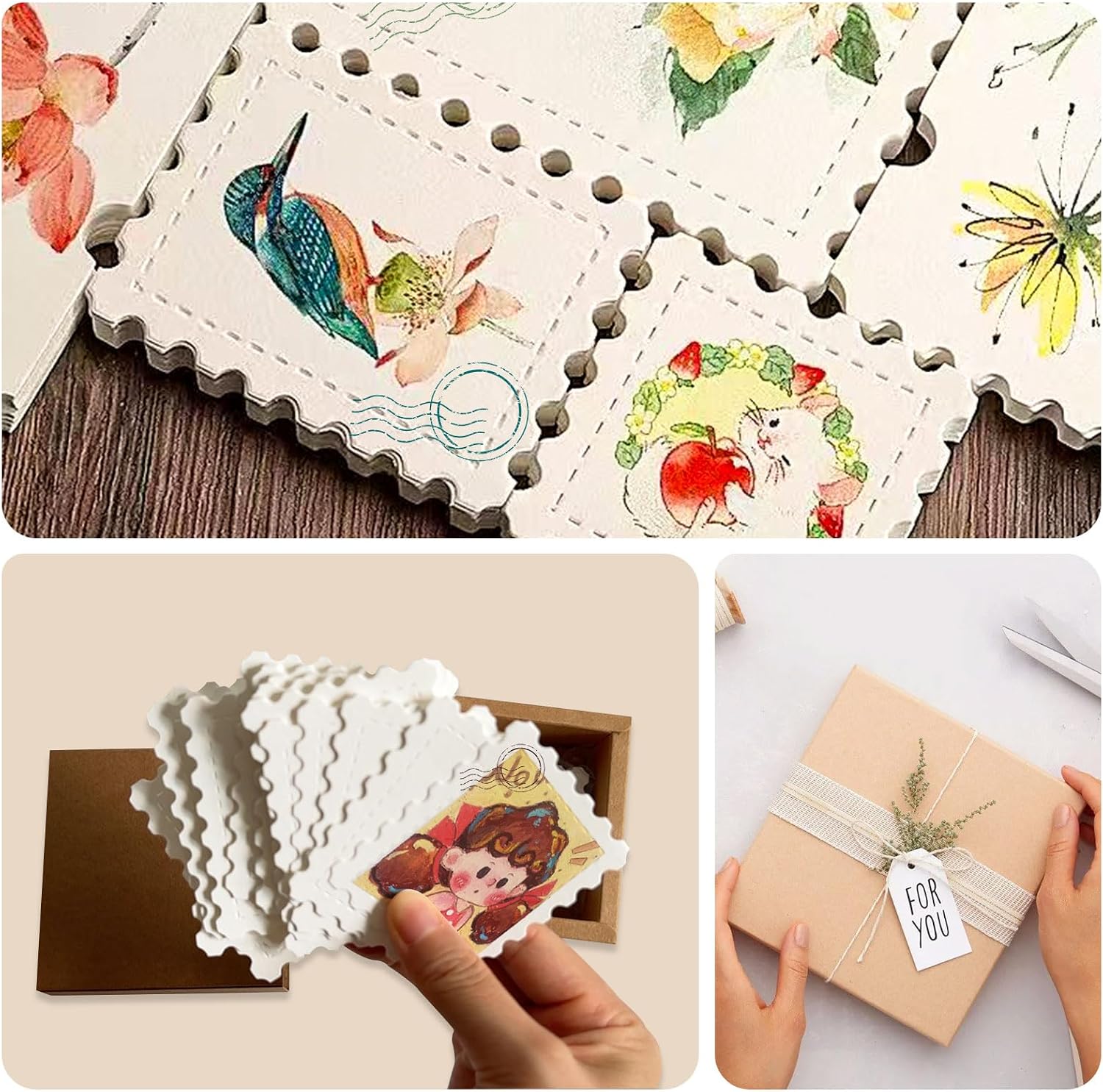 Creative Watercolor Paper Cards, 300gsm Cotton Pulp, Fine Grain & Deckle Edges - 50pcs 2x3 inch Artist Trading Cards (ATCs) for DIY Tickets, Gift Certificates, Stamps, Drawing & Handmade Crafts