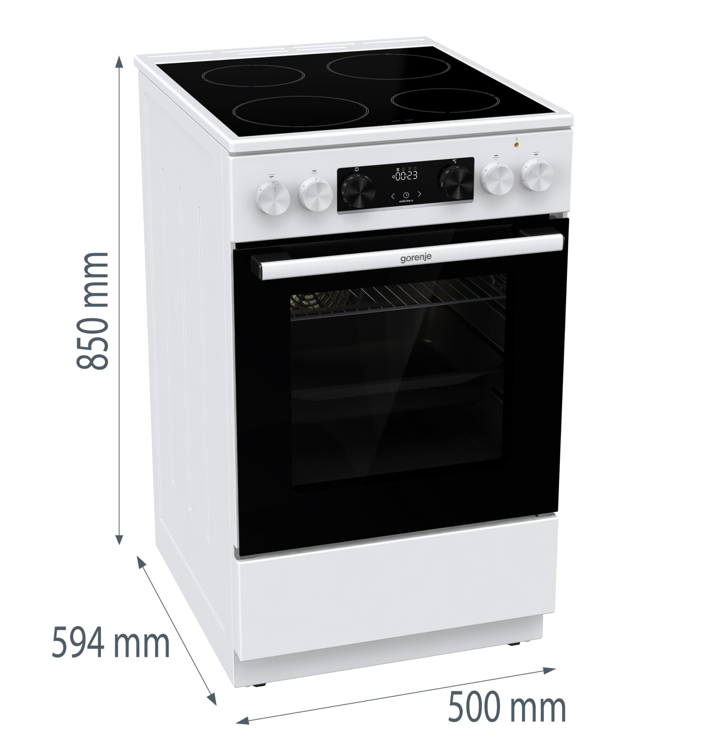 Gorenje GEC5C61WG Elektro-Standherd Glaskeramik-Kochfeld 50cm 70 Liter Pizza Funktion FrozenBake AirFry MultiAir HomeMade AquaClean FastPreheat Weiß