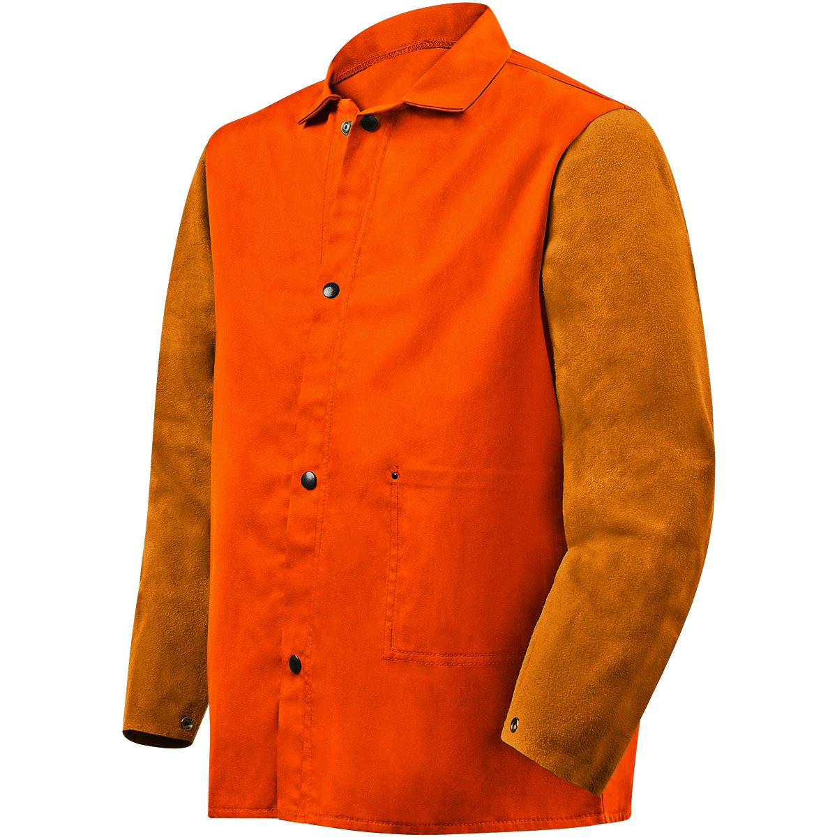 Steiner 1250-M 30-Inch Jacket, Weldlite Plus Orange Flame Retardant Cotton, Brown Cowhide Sleeves, Medium