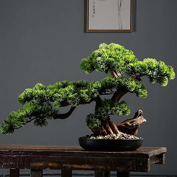 Large Artificial Bonsai Pine Tree Realistic Fake Tree with Flowerpot, Realistic Plants for Indoor Garden and Home Office Desktop Use Decoration