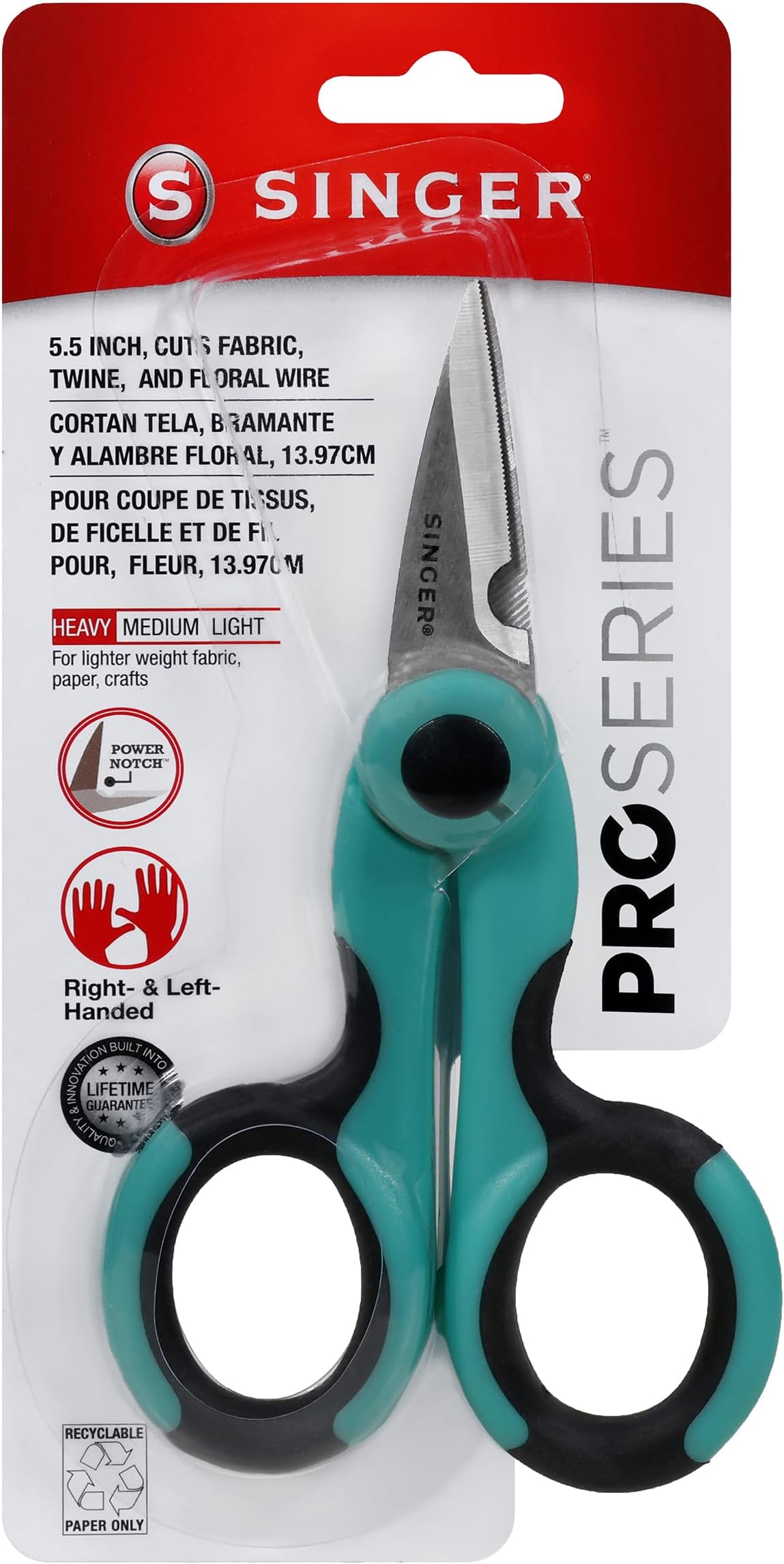 00558 5-1/2-Inch ProSeries Heavy Duty Scissors with Power Notch, Teal