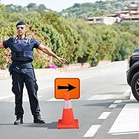 Vista 7 de Geetery 18 letreros de desviación de flecha de tráfico naranja, cono de carretera, direccional superior izquierda, derecha, flechas rectas