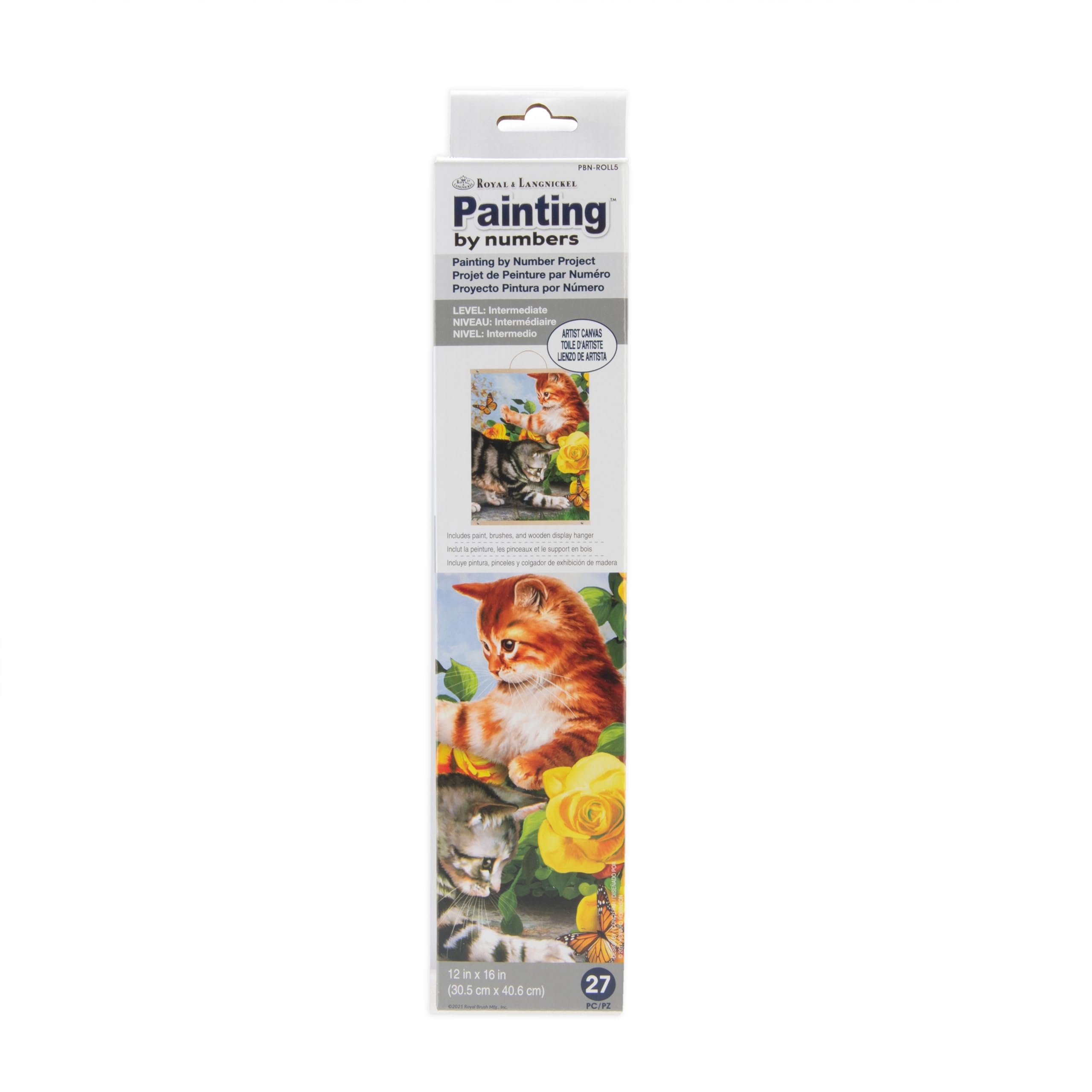 Royal & Langnickel Painting by Number Artist Canvas Roll, Kitten Play, 27pc, Multi, 12"X16"
