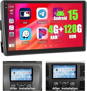 4+128GB Android 15 Car Radio for GMC Sierra Chevrolet Silverado 1500/2500 2007-2013, Tahoe Yukon 2007-2014 Wireless Carplay Android Auto, 10.1" 1280*720P In-cell Touch Screen Stereo WiFi Backup Camera